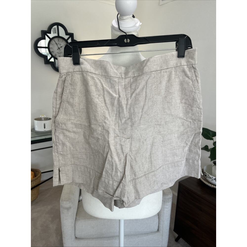 Banana Republic High Rise Linen Blend Shorts Womens Sz M Pull On Pockets